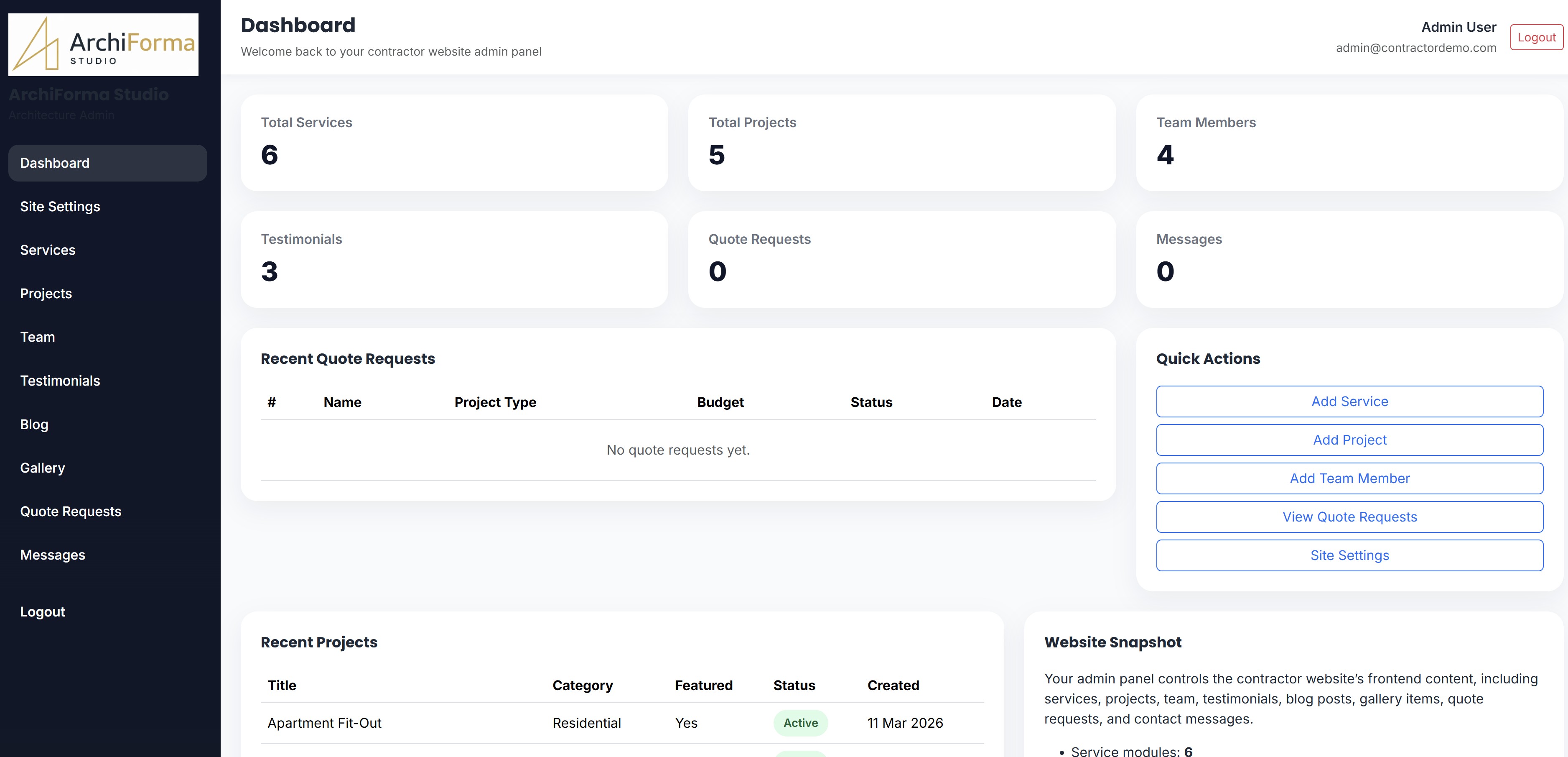 Admin Preview