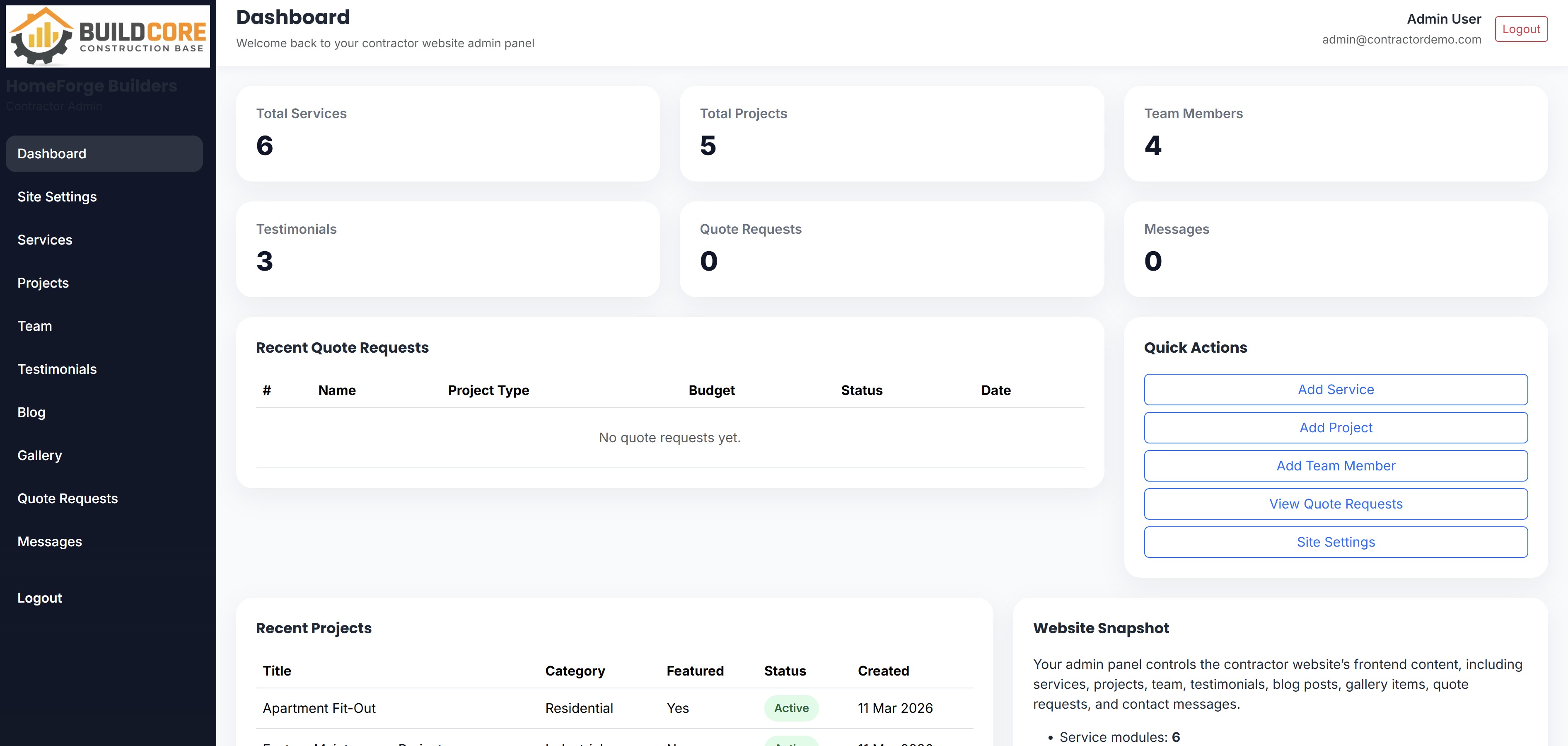 Admin Preview