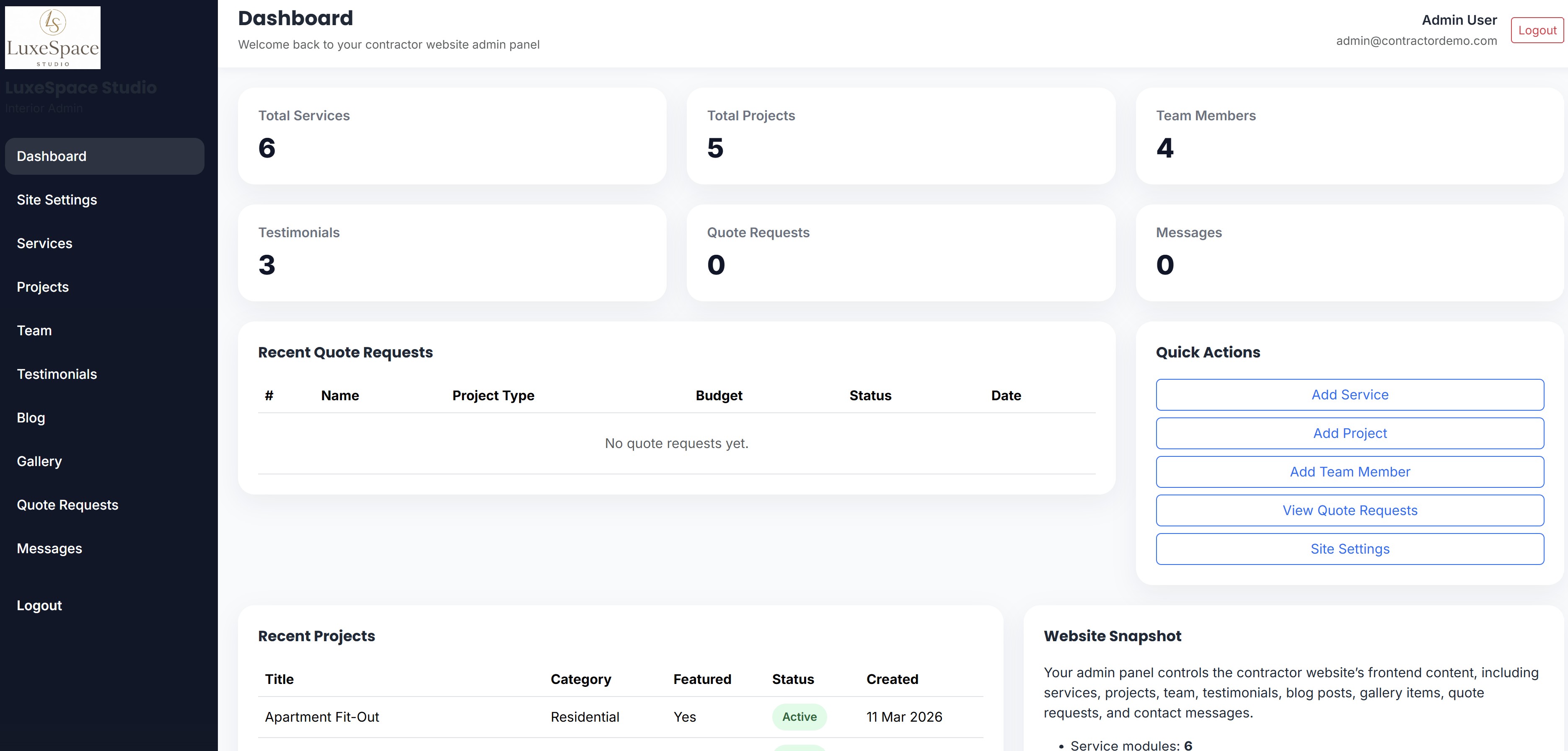 Admin Preview