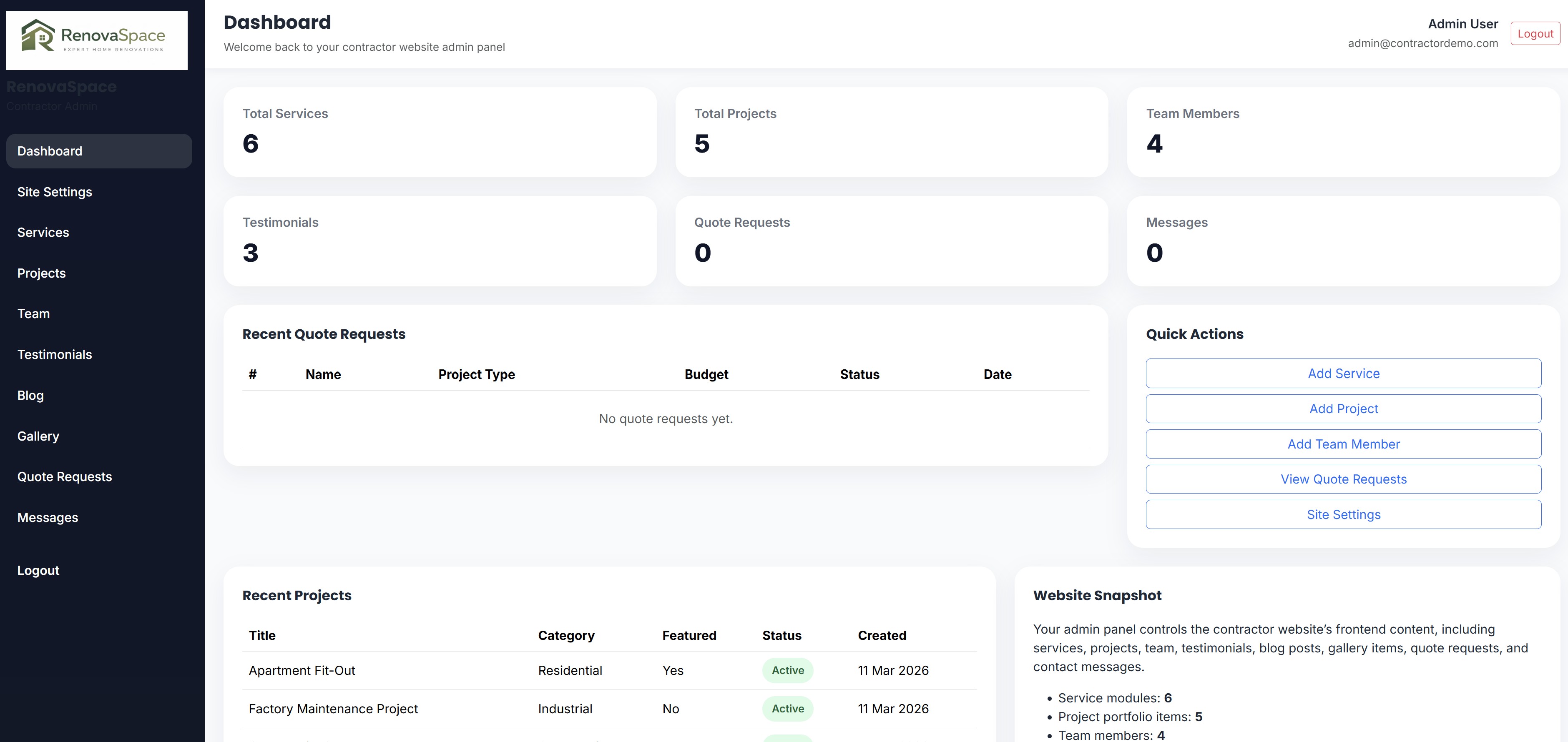 Admin Preview