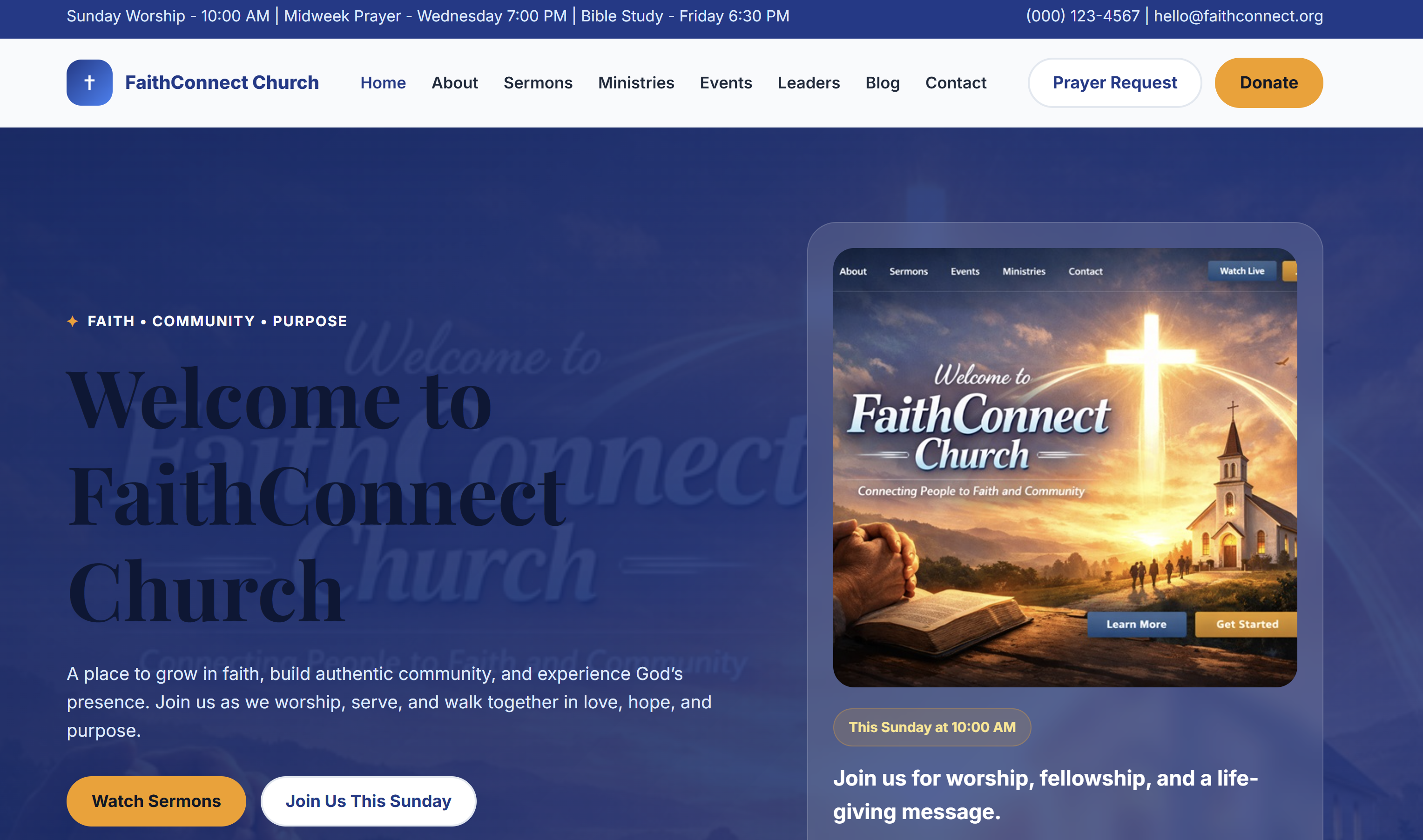 FaithConnect Church Template - Tier 3 with Admin